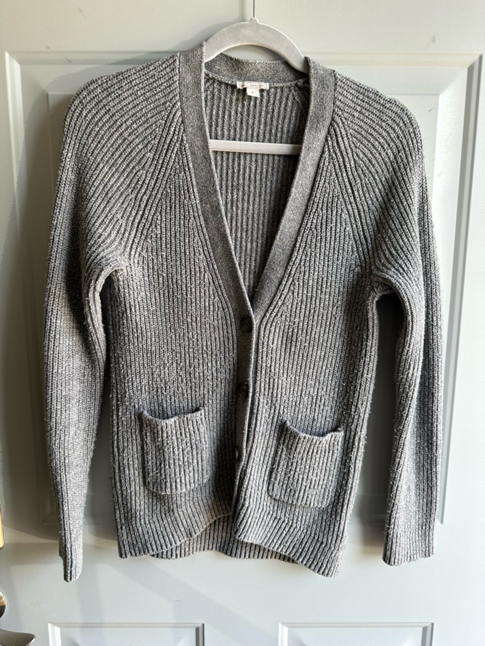 GAP Gray Ribbed Knit Cardigan